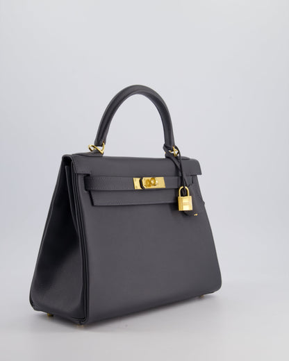 *RARE* Hermès Kelly 28cm Retourne Bag in Ardoise Evercolor Leather with Gold Hardware