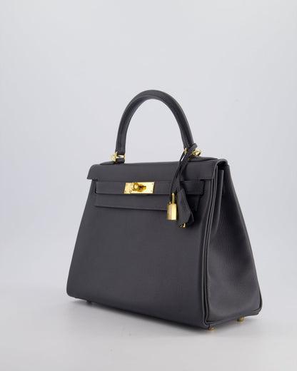 *RARE* Hermès Kelly 28cm Retourne Bag in Ardoise Evercolor Leather with Gold Hardware