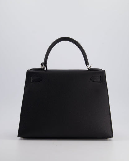 *HOT* Hermès Kelly Sellier 28cm Bag in Noir Epsom Leather with Palladium Hardware