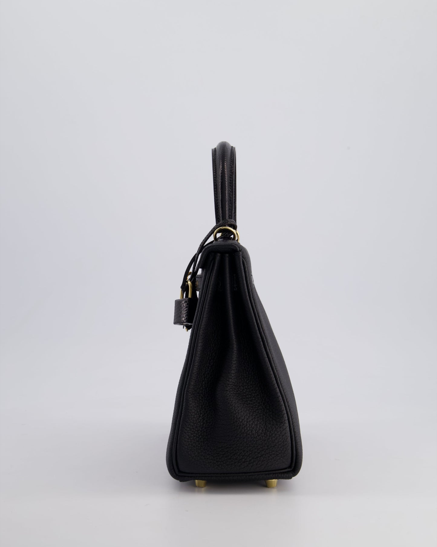 *RARE* Hermès Kelly Touch Retourne 25cm Bag in Noir Togo leather and Lizard with Permabrass Hardware