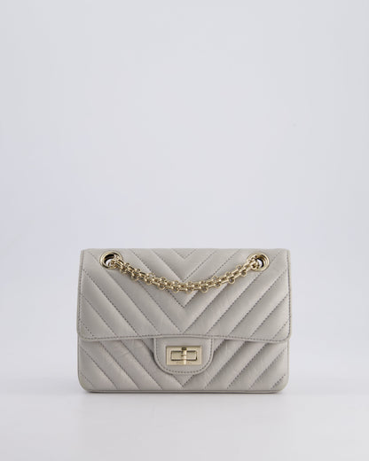*FIRE PRICE* Chanel Light Grey Mini Reissue Bag in Aged Calfskin Leather and Champagne Gold Hardware