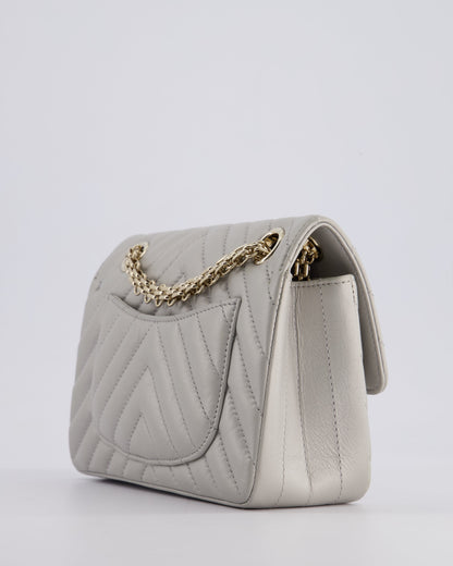 *FIRE PRICE* Chanel Light Grey Mini Reissue Bag in Aged Calfskin Leather and Champagne Gold Hardware