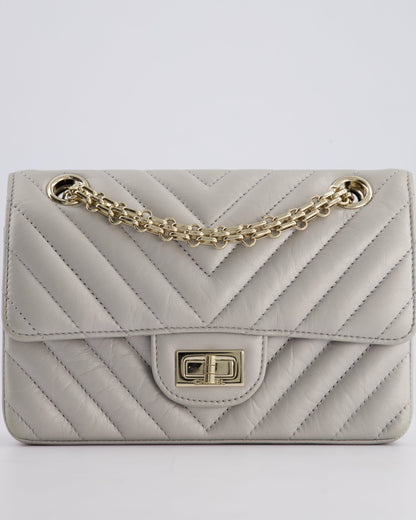 *FIRE PRICE* Chanel Light Grey Mini Reissue Bag in Aged Calfskin Leather and Champagne Gold Hardware