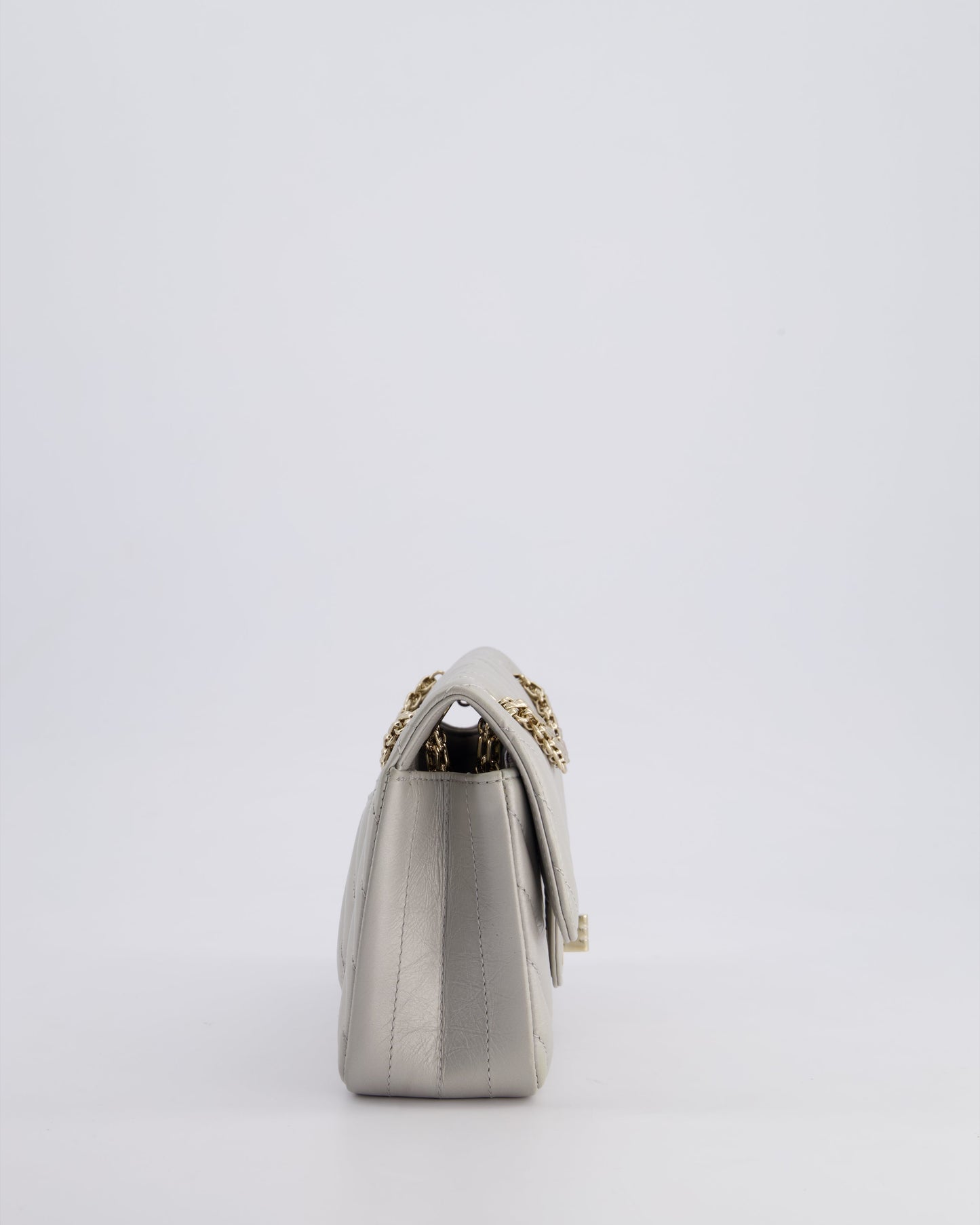 *FIRE PRICE* Chanel Light Grey Mini Reissue Bag in Aged Calfskin Leather and Champagne Gold Hardware