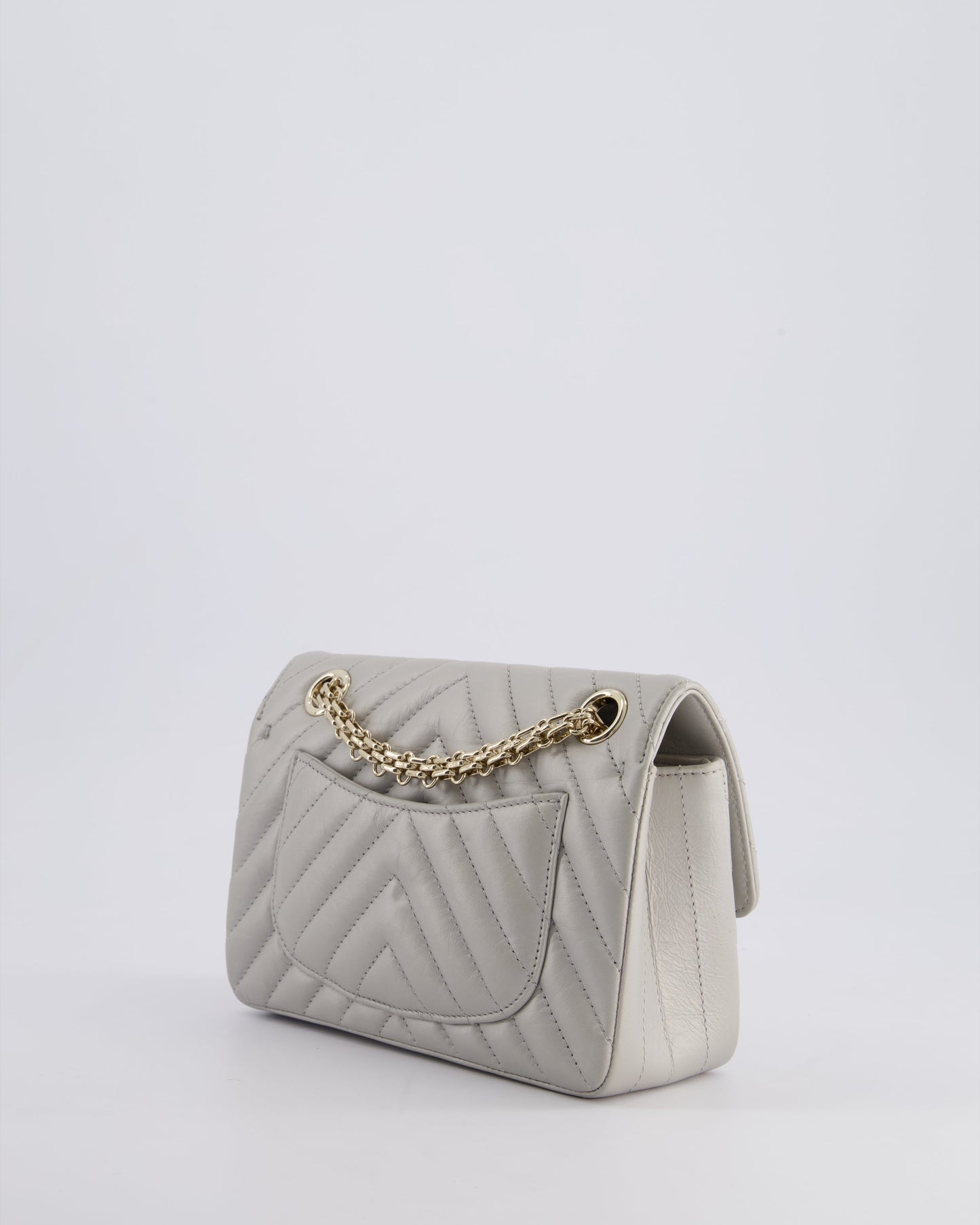 *FIRE PRICE* Chanel Light Grey Mini Reissue Bag in Aged Calfskin Leather and Champagne Gold Hardware