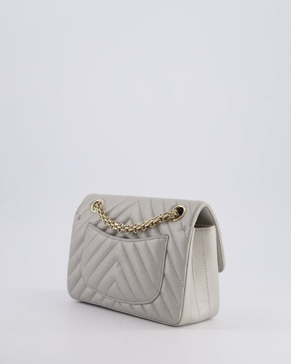 *FIRE PRICE* Chanel Light Grey Mini Reissue Bag in Aged Calfskin Leather and Champagne Gold Hardware
