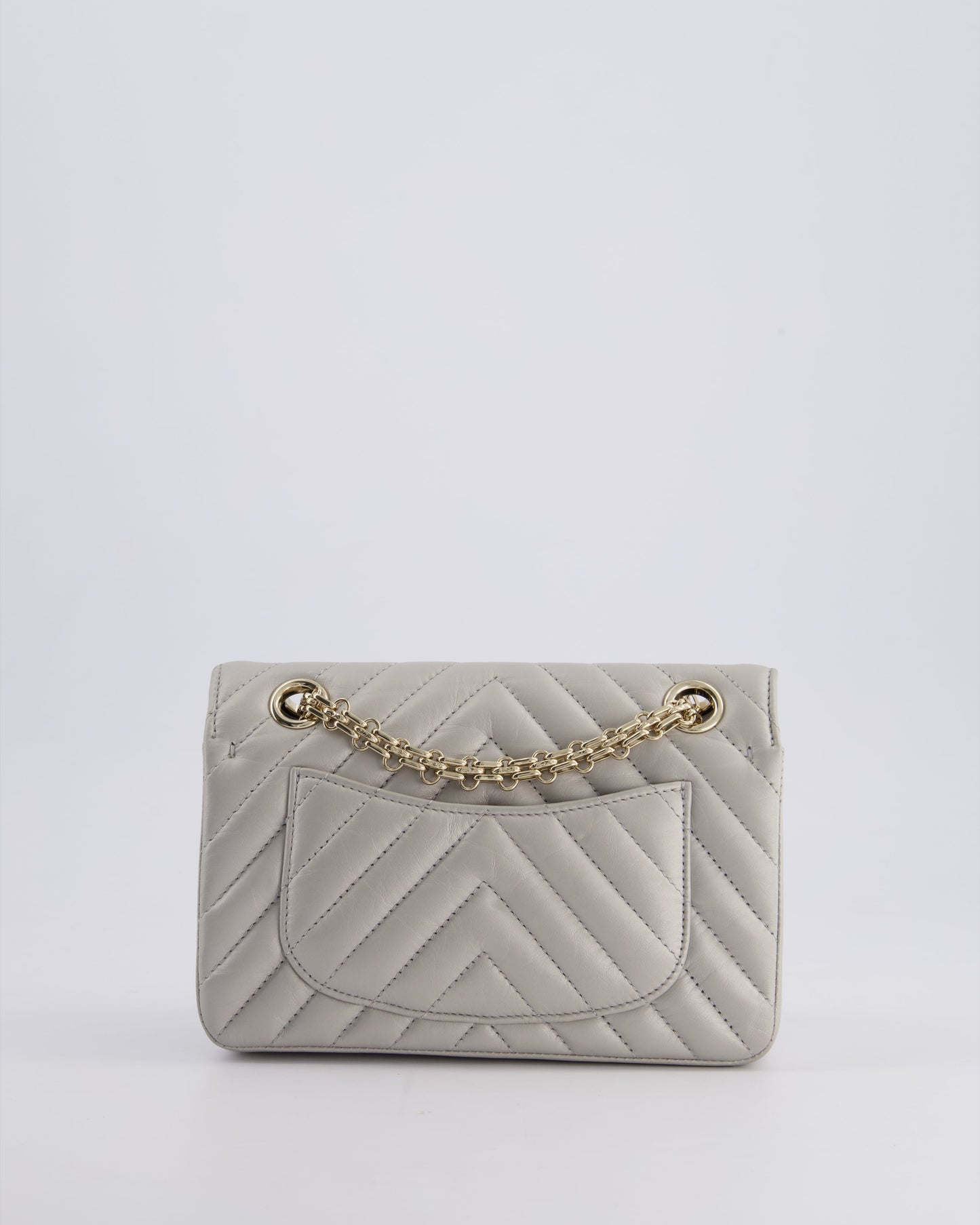 *FIRE PRICE* Chanel Light Grey Mini Reissue Bag in Aged Calfskin Leather and Champagne Gold Hardware