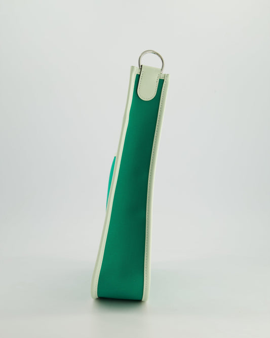 *NEW STYLE* Hermes Neo Evelyne 29cm in Menthe Canvas, Bleu Azteque Interior & Vert Fizz Swift Leather with Palladium Hardware