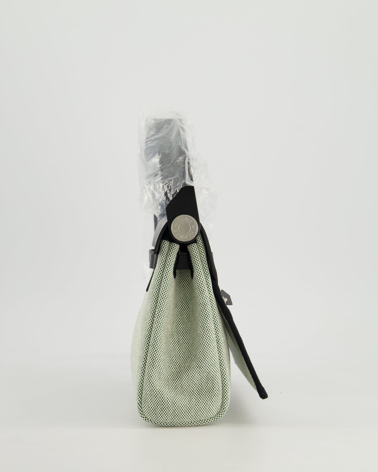 *NEW RELEASE & FIRE PRICE* Hermès Herbag Zip 20 Bag in Ecru, Vert Viking Canvas & Noir Vache Hunter Leather with Palladium Hardware