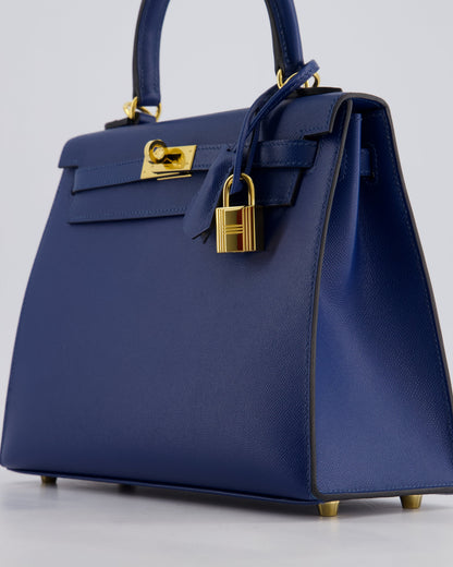 *FIRE PRICE* Hermès Kelly 25cm Sellier Bag in Deep Blue Madame Leather with Gold Hardware