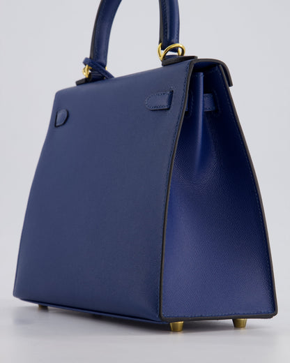 *FIRE PRICE* Hermès Kelly 25cm Sellier Bag in Deep Blue Madame Leather with Gold Hardware