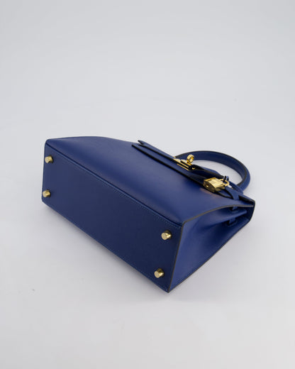*FIRE PRICE* Hermès Kelly 25cm Sellier Bag in Deep Blue Madame Leather with Gold Hardware