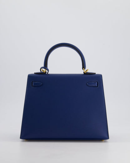 *FIRE PRICE* Hermès Kelly 25cm Sellier Bag in Deep Blue Madame Leather with Gold Hardware