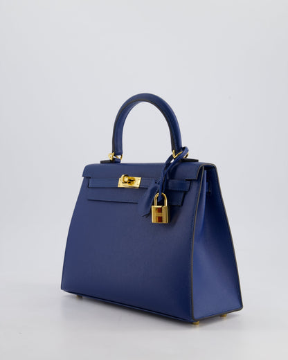 *FIRE PRICE* Hermès Kelly 25cm Sellier Bag in Deep Blue Madame Leather with Gold Hardware