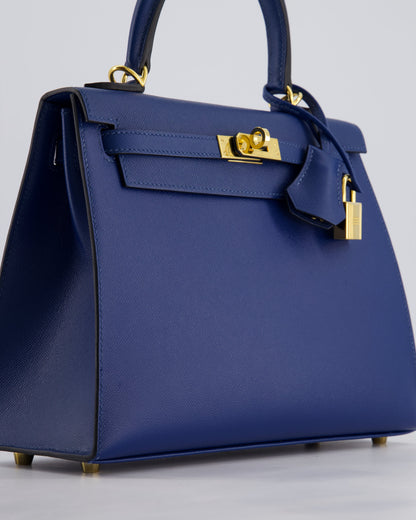 *FIRE PRICE* Hermès Kelly 25cm Sellier Bag in Deep Blue Madame Leather with Gold Hardware