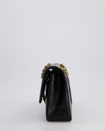 *PERFECT VINTAGE* Chanel Vintage Black Medium Classic Double Flap Bag in Lambskin Leather with 24k Gold Hardware