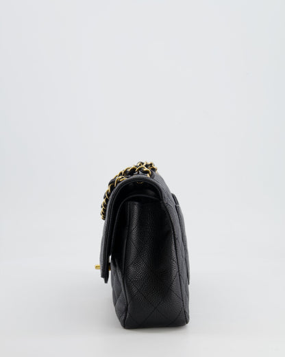 *HOT* Chanel Black Medium Classic Double Flap Bag in Caviar Leather with Gold Hardware