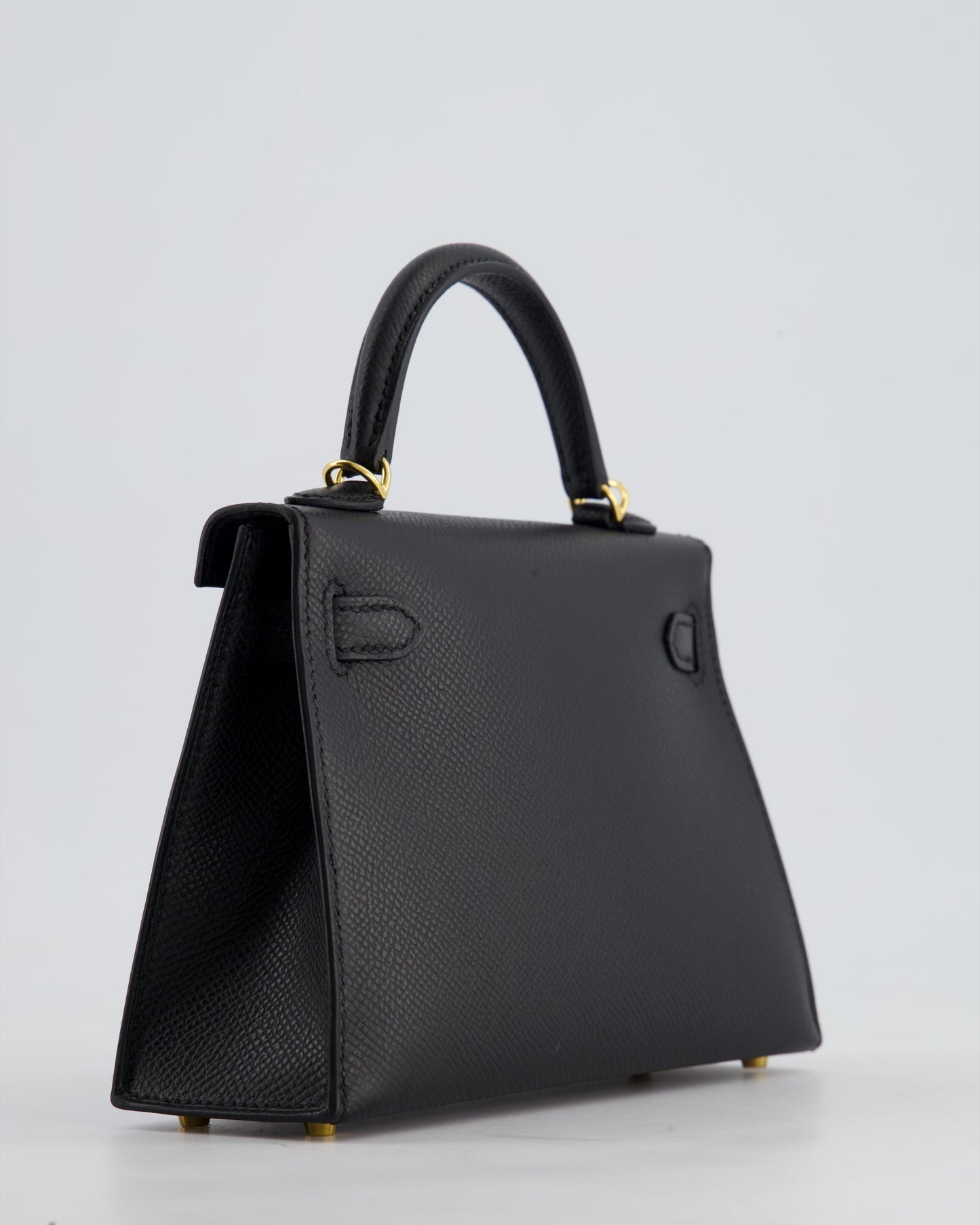 *HOT* Hermès Mini Kelly II 20cm Bag In Noir Epsom Leather with Gold Hardware