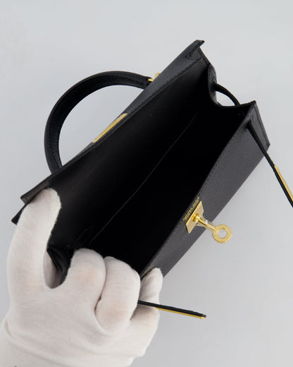*HOT* Hermès Mini Kelly II 20cm Bag In Noir Epsom Leather with Gold Hardware