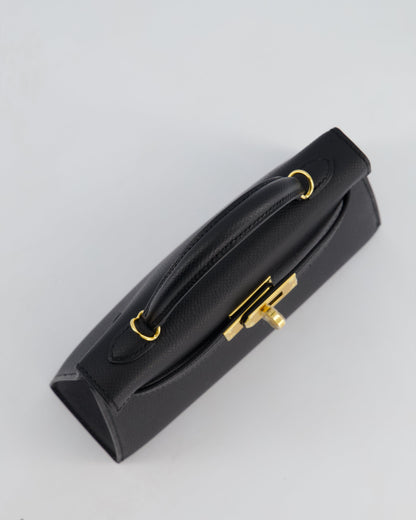 *HOT* Hermès Mini Kelly II 20cm Bag In Noir Epsom Leather with Gold Hardware