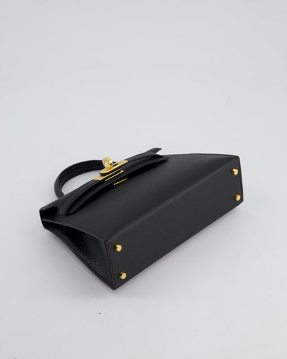 *HOT* Hermès Mini Kelly II 20cm Bag In Noir Epsom Leather with Gold Hardware