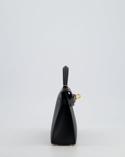 *HOT* Hermès Mini Kelly II 20cm Bag In Noir Epsom Leather with Gold Hardware