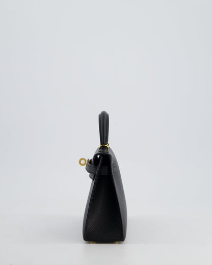 *HOT* Hermès Mini Kelly II 20cm Bag In Noir Epsom Leather with Gold Hardware