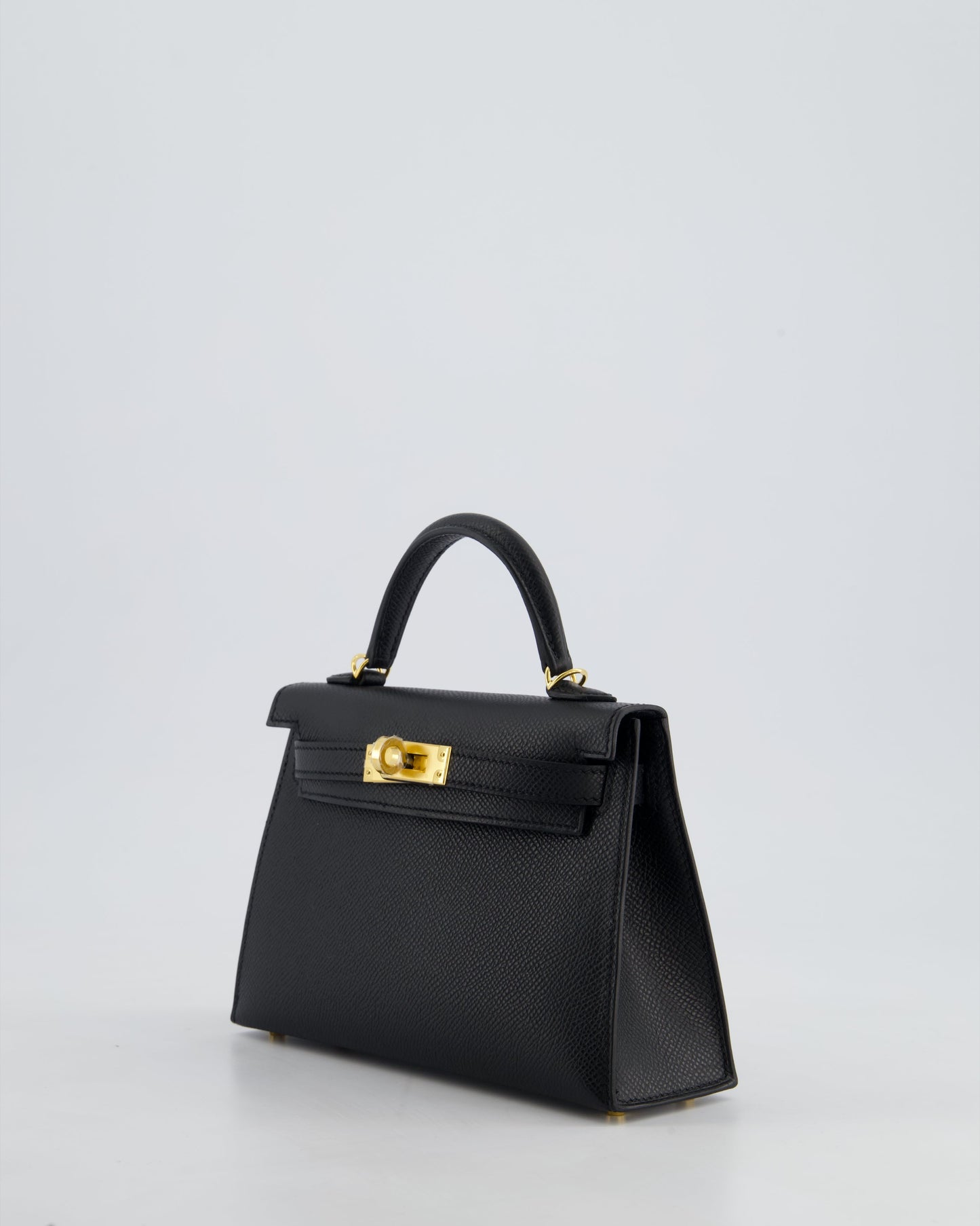 *HOT* Hermès Mini Kelly II 20cm Bag In Noir Epsom Leather with Gold Hardware