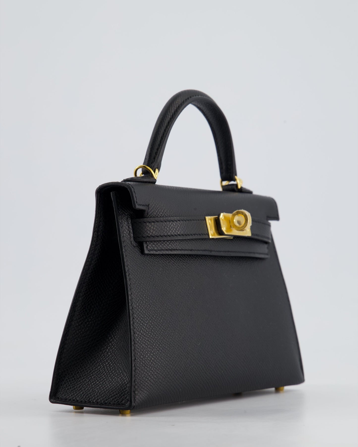*HOT* Hermès Mini Kelly II 20cm Bag In Noir Epsom Leather with Gold Hardware