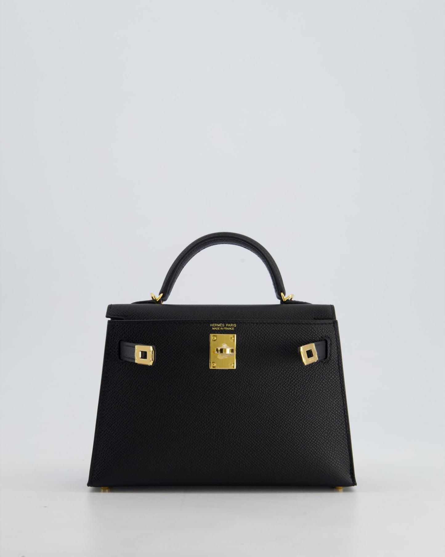 *HOT* Hermès Mini Kelly II 20cm Bag In Noir Epsom Leather with Gold Hardware