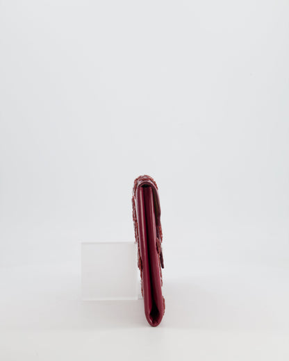 Alaïa Burgundy Patent Leather Floral Oum Clutch Bag with Silver Hardware RRP £2,200