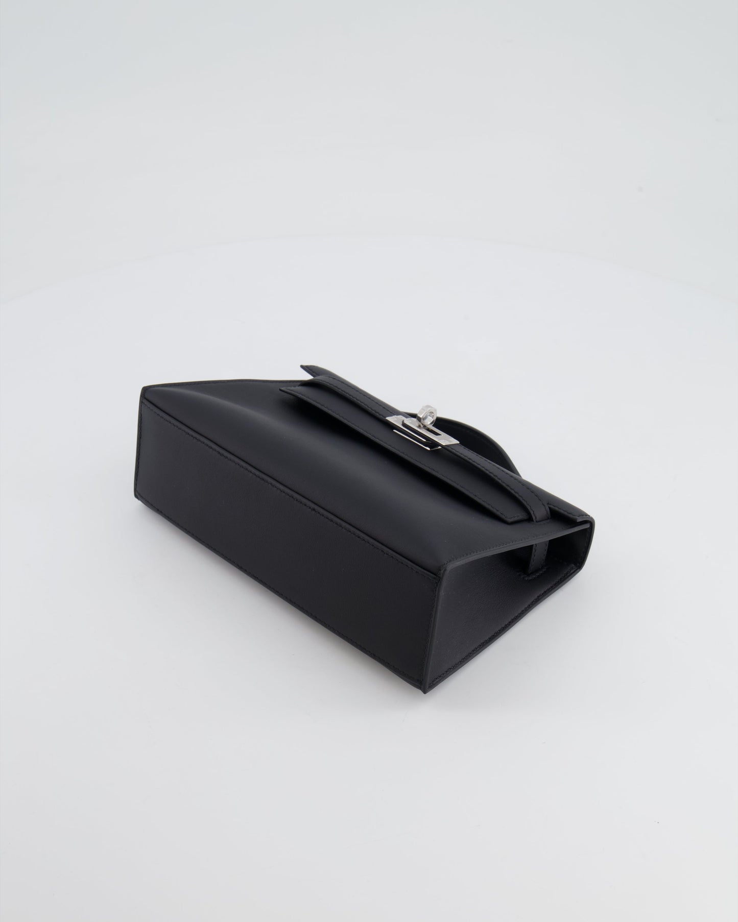 *RARE* Hermès Mini Kelly Pochette Bag in Black Swift Leather with Palladium Hardware