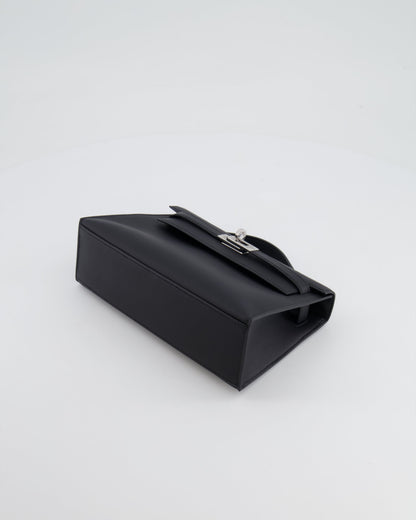 *RARE* Hermès Mini Kelly Pochette Bag in Black Swift Leather with Palladium Hardware
