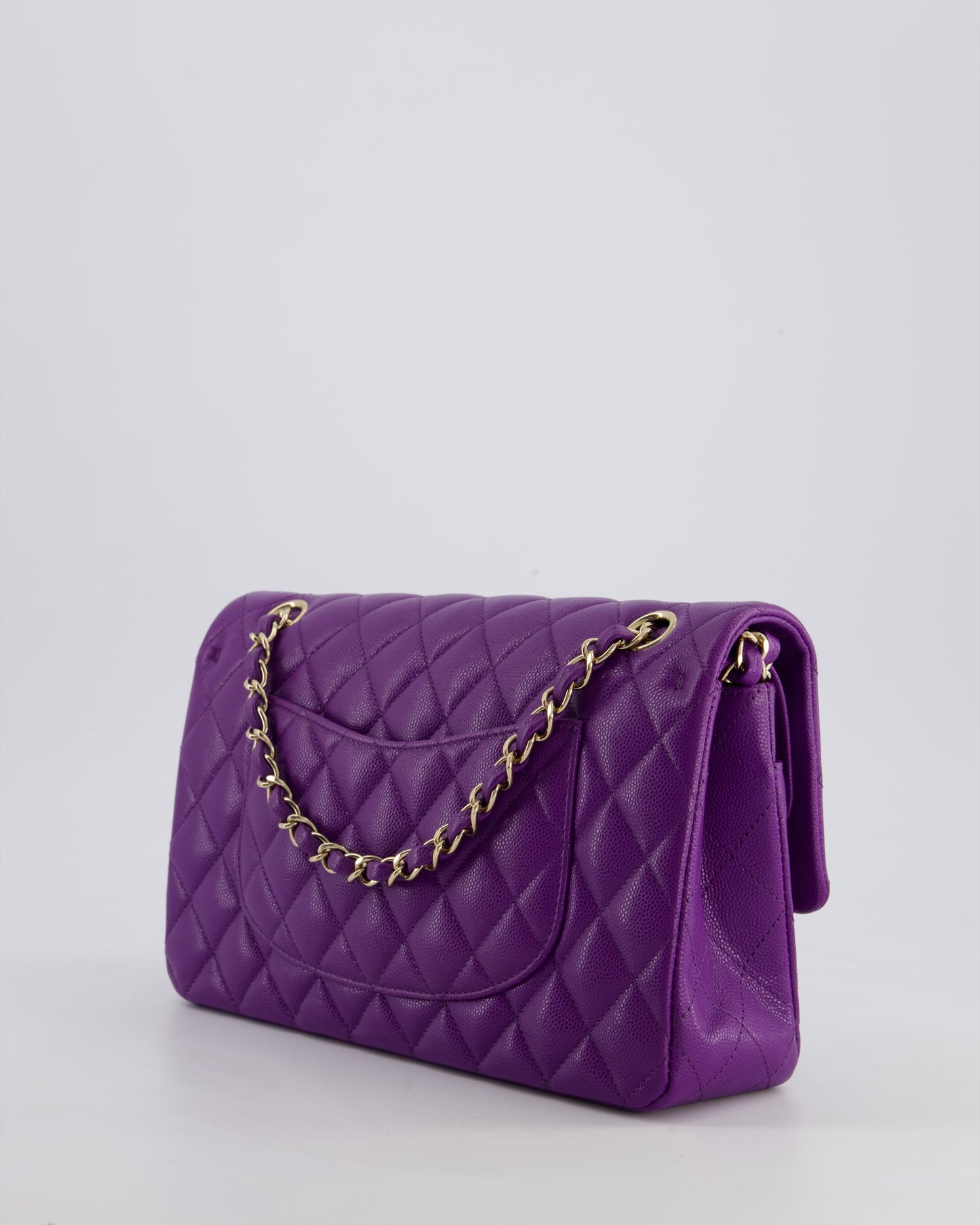 *HOT COLOUR* Chanel Purple Medium Classic Double Flap Bag in Caviar Leather with Champagne Gold Hardware
