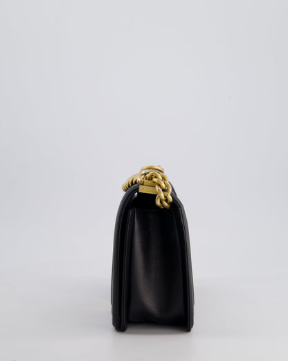 *FIRE PRICE* Chanel Black Medium Boy Bag in Lambskin Leather with Brushed Gold Hardware