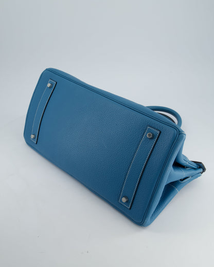 *COLLECTORS* Hermès Birkin JPG Bag in Bleu Jean Clemence Leather with Palladium Hardware