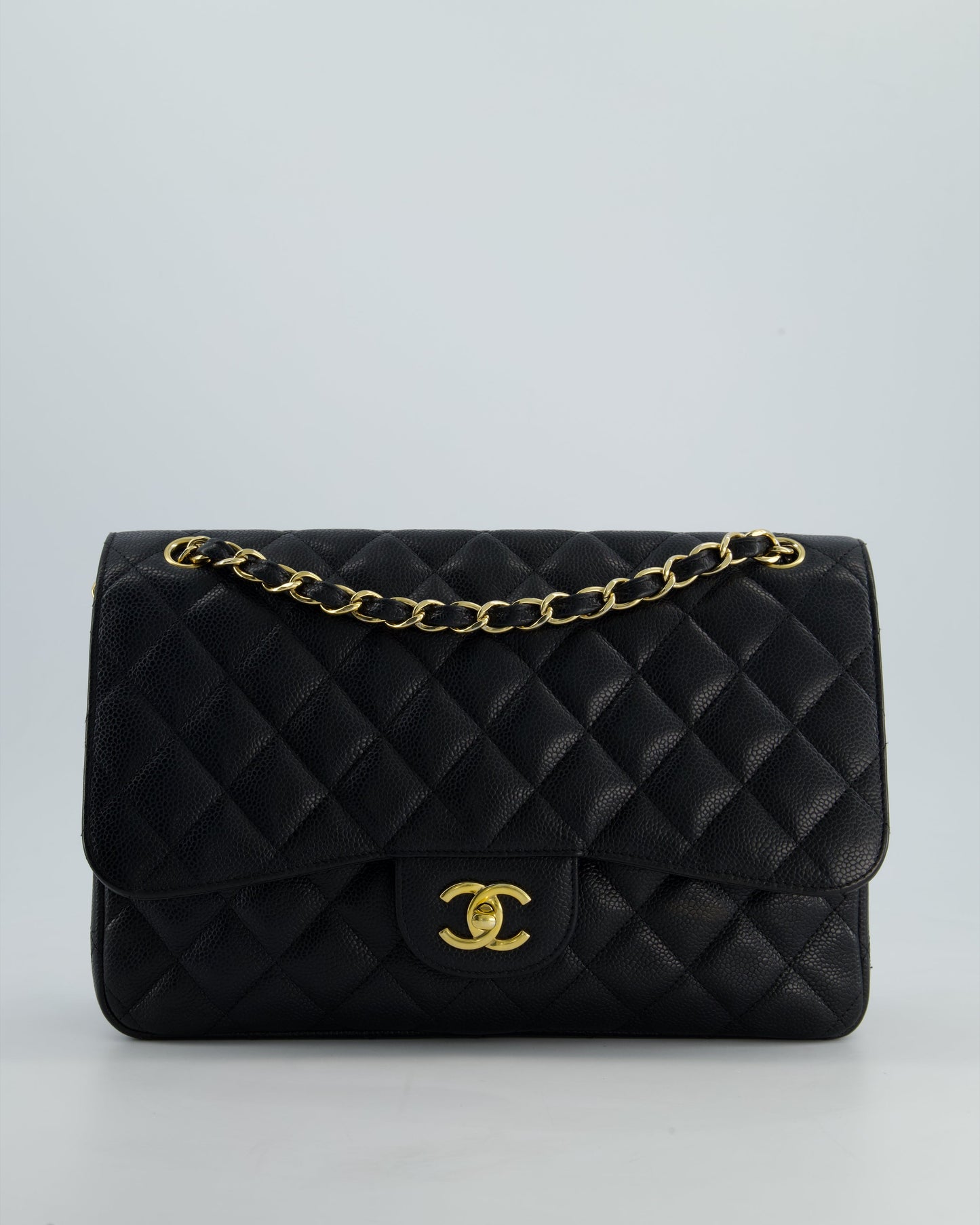 *FIRE PRICE* Chanel Black Jumbo Caviar Classic Double Flap Bag with Gold Hardware