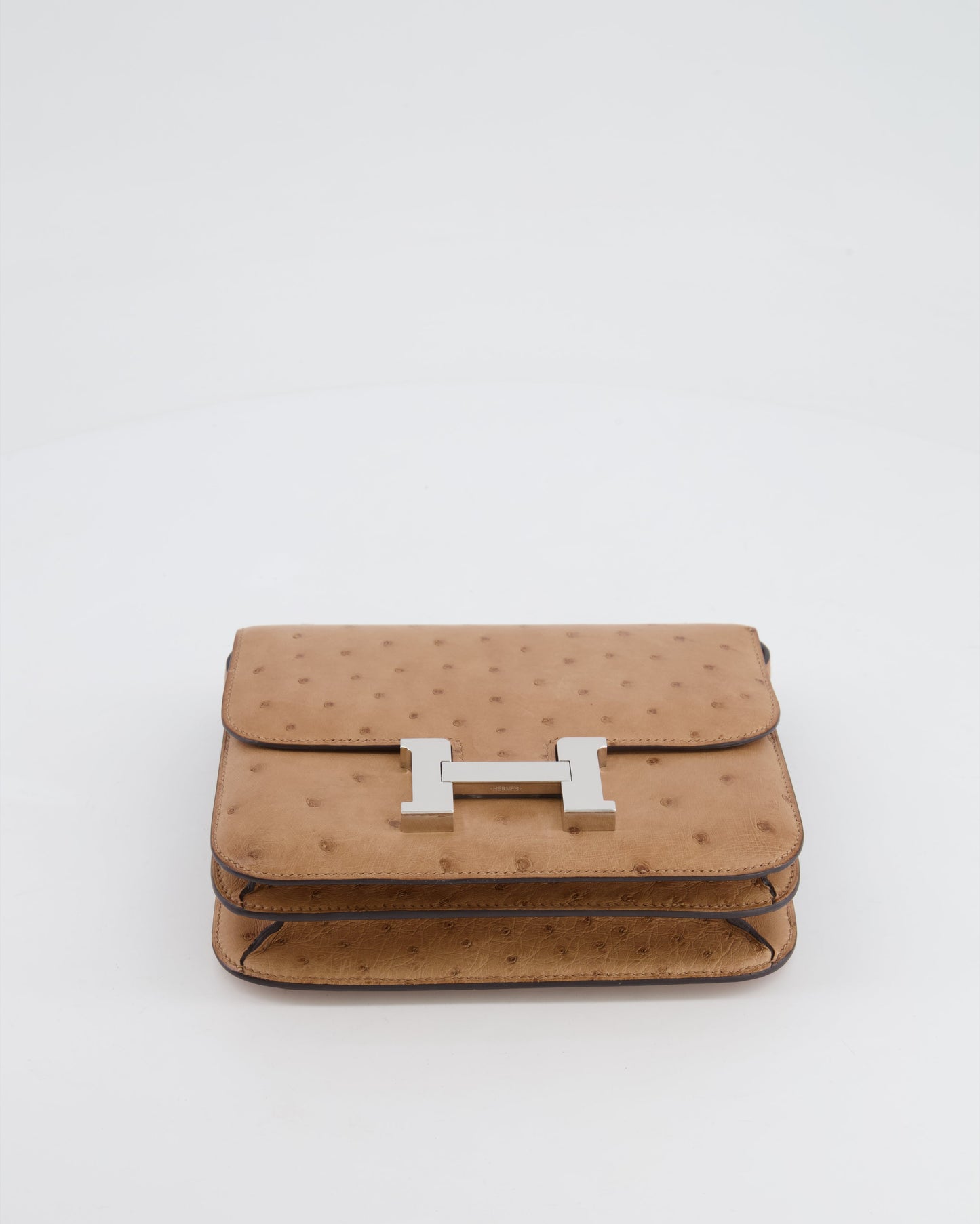 *FIRE PRICE* Hermès Constance III Mini 18cm Mirroir Bag in Chai Ostrich Leather with Palladium Hardware