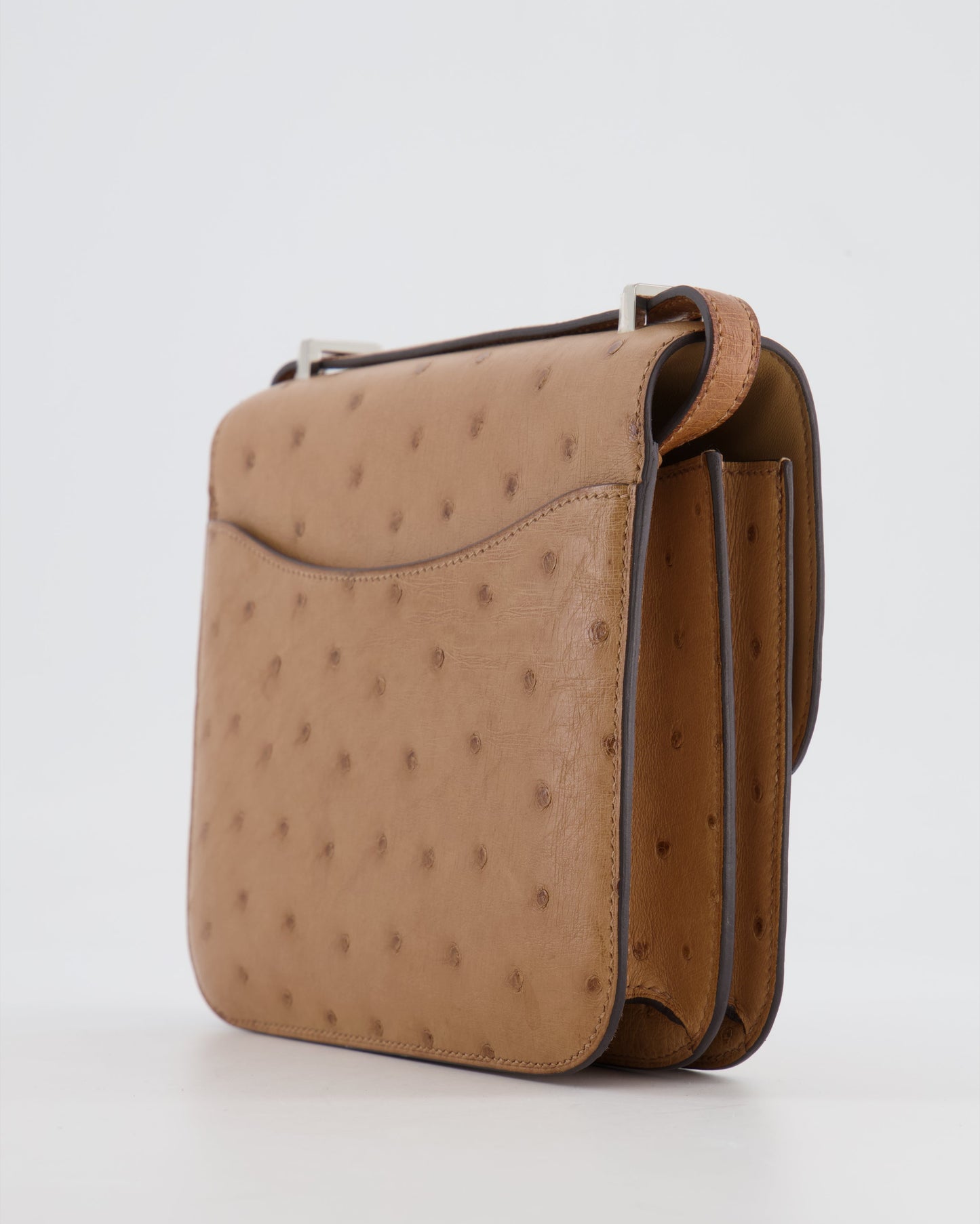 *FIRE PRICE* Hermès Constance III Mini 18cm Mirroir Bag in Chai Ostrich Leather with Palladium Hardware