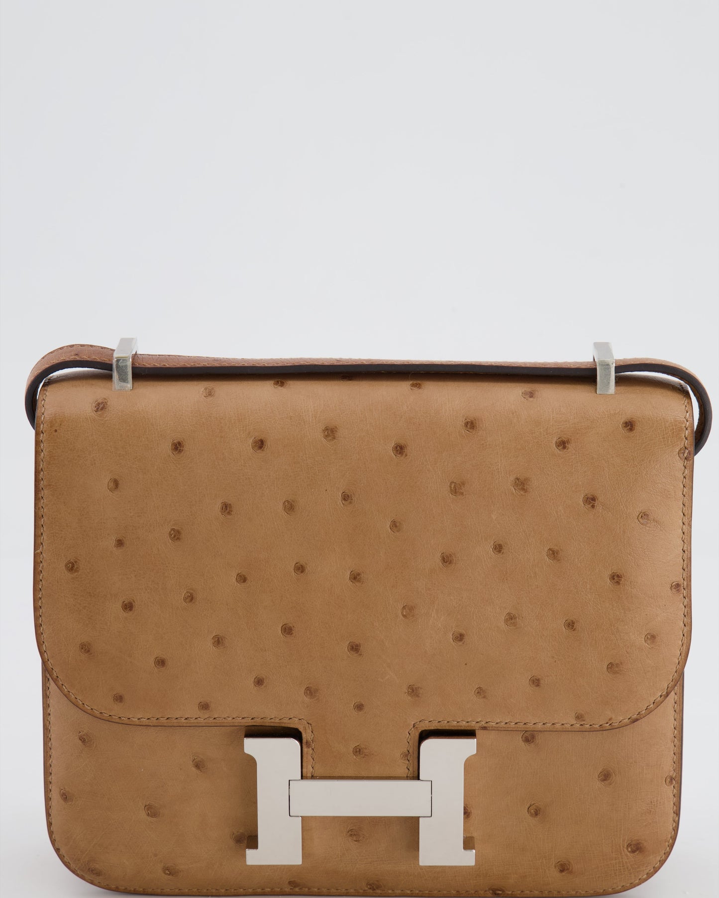 *FIRE PRICE* Hermès Constance III Mini 18cm Mirroir Bag in Chai Ostrich Leather with Palladium Hardware