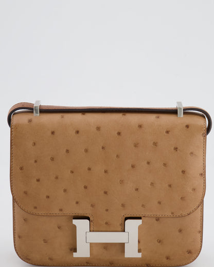 *FIRE PRICE* Hermès Constance III Mini 18cm Mirroir Bag in Chai Ostrich Leather with Palladium Hardware