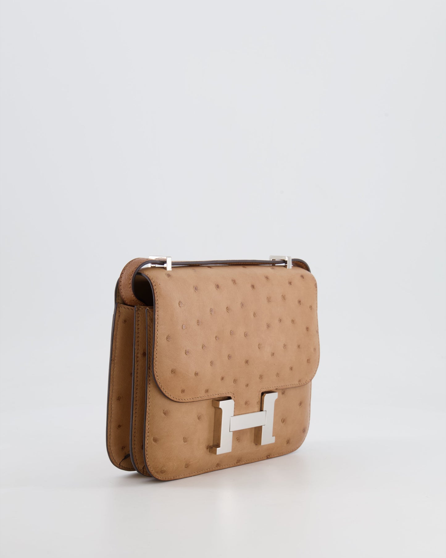 *FIRE PRICE* Hermès Constance III Mini 18cm Mirroir Bag in Chai Ostrich Leather with Palladium Hardware