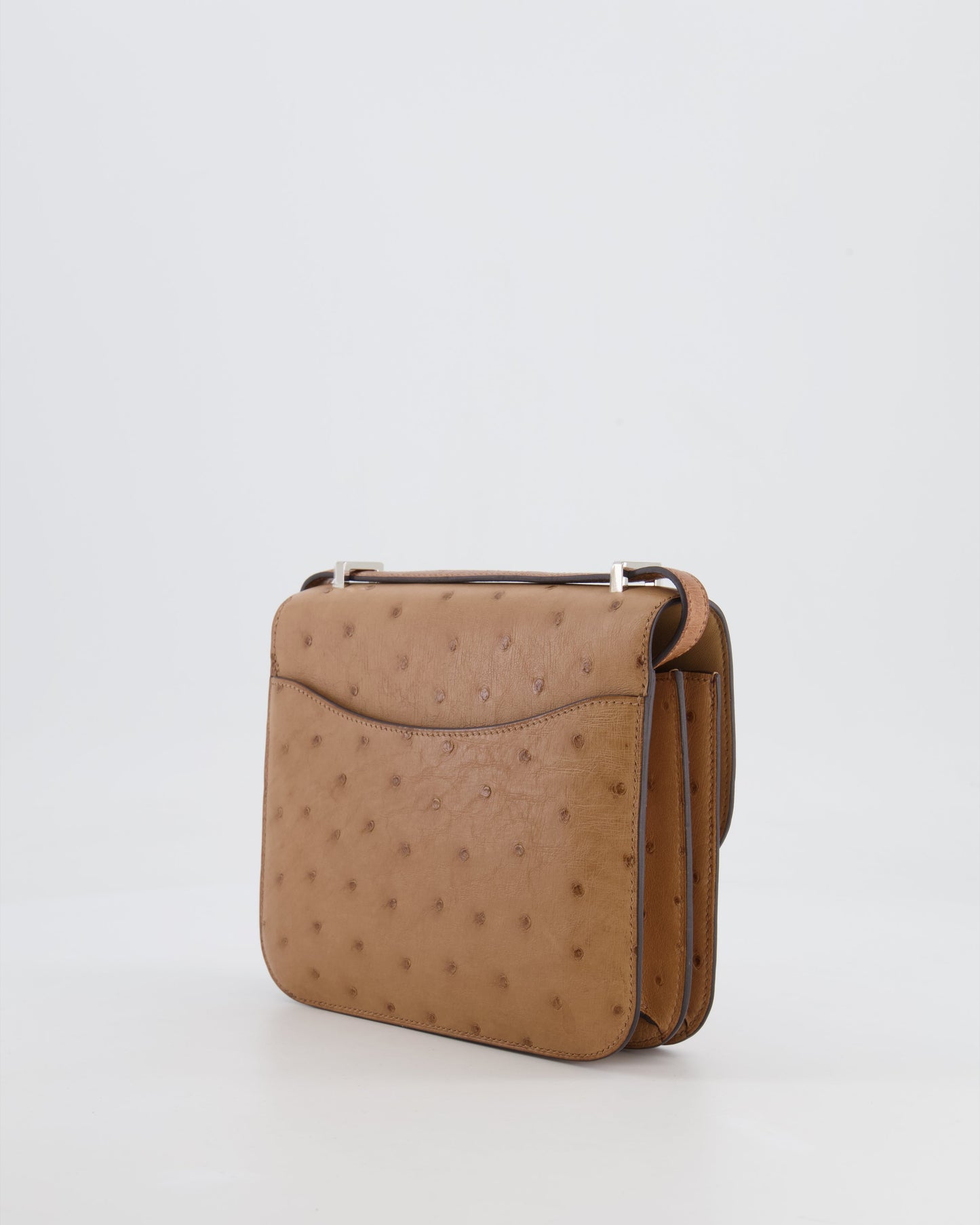 *FIRE PRICE* Hermès Constance III Mini 18cm Mirroir Bag in Chai Ostrich Leather with Palladium Hardware