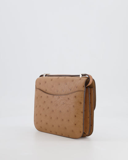 *FIRE PRICE* Hermès Constance III Mini 18cm Mirroir Bag in Chai Ostrich Leather with Palladium Hardware