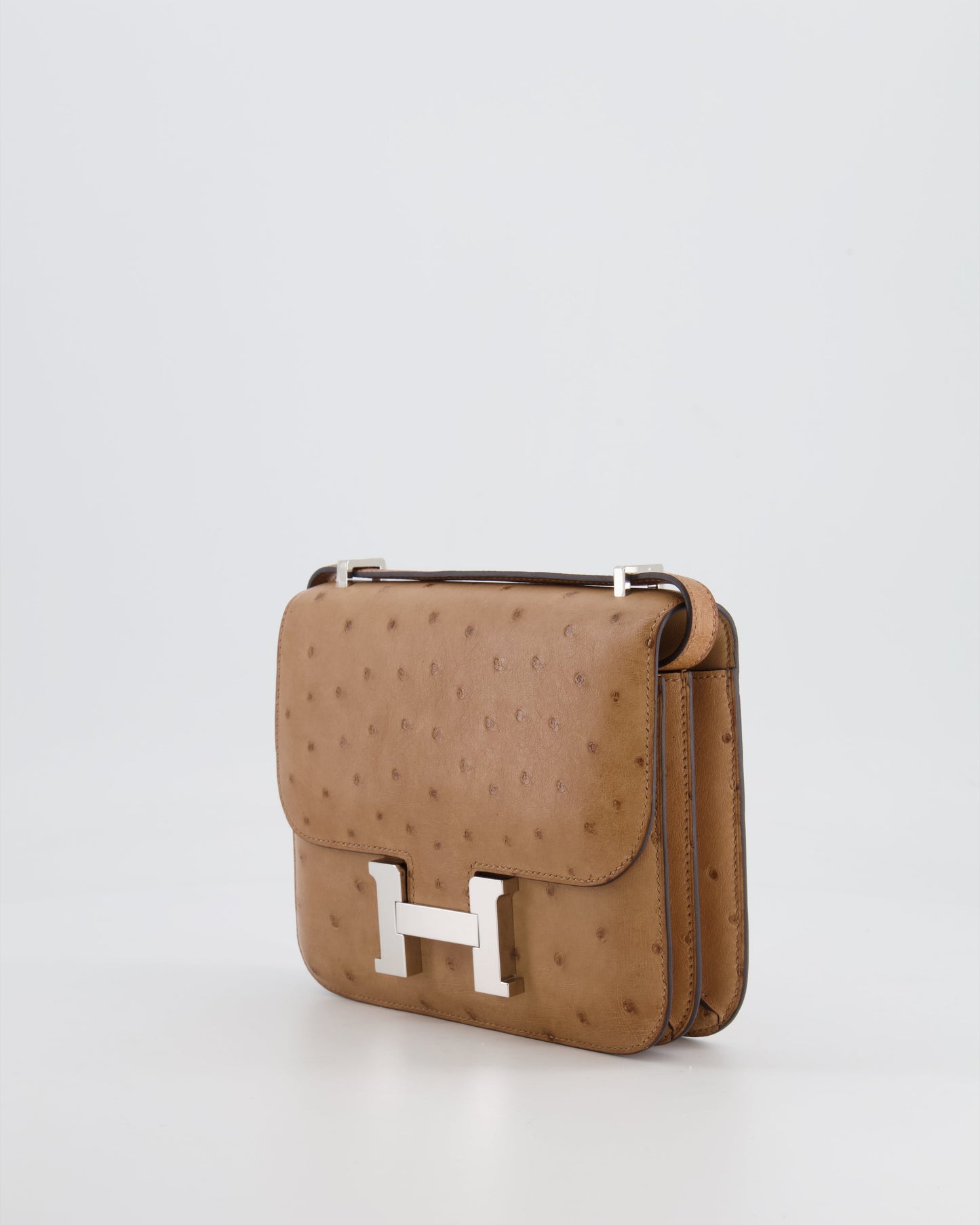 *FIRE PRICE* Hermès Constance III Mini 18cm Mirroir Bag in Chai Ostrich Leather with Palladium Hardware