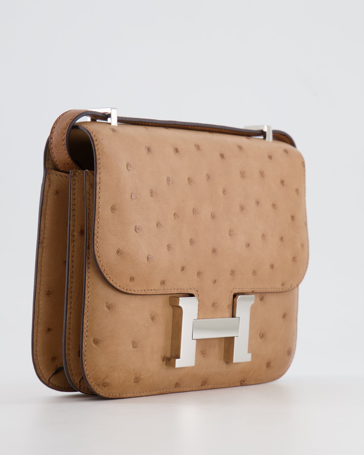 *FIRE PRICE* Hermès Constance III Mini 18cm Mirroir Bag in Chai Ostrich Leather with Palladium Hardware