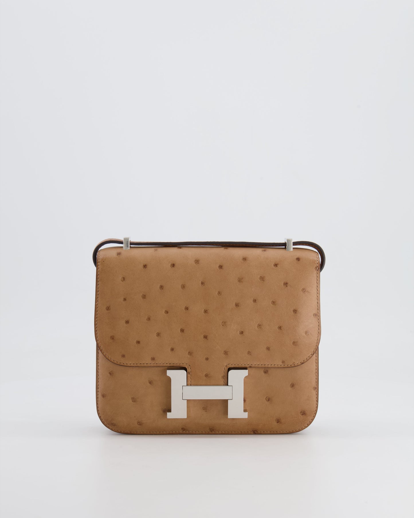 *FIRE PRICE* Hermès Constance III Mini 18cm Mirroir Bag in Chai Ostrich Leather with Palladium Hardware