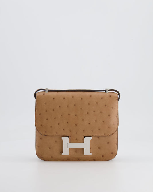 *FIRE PRICE* Hermès Constance III Mini 18cm Mirroir Bag in Chai Ostrich Leather with Palladium Hardware