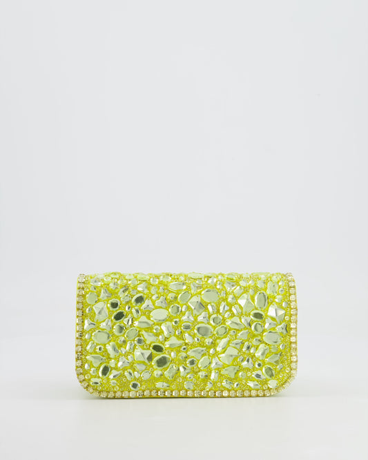 *HOT* Valentino Lime Small Loco Bag with Crystal Embellishments and Silver Hardware RRP £3,250