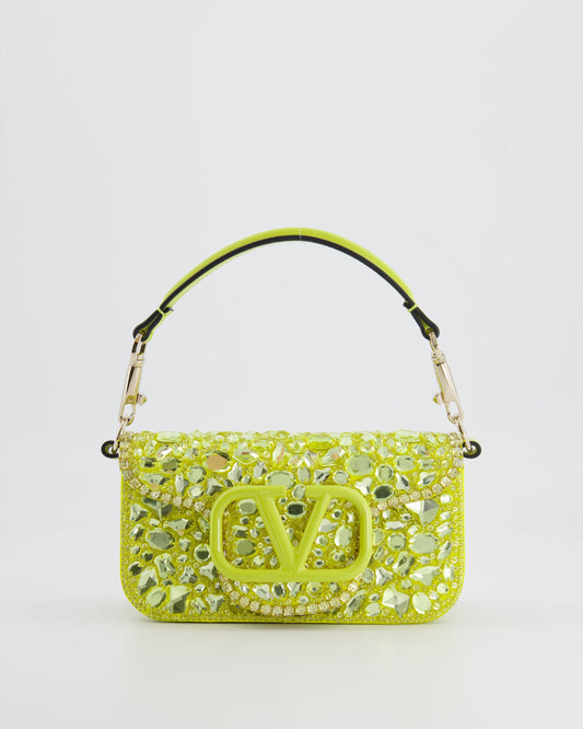 *HOT* Valentino Lime Small Loco Bag with Crystal Embellishments and Silver Hardware RRP £3,250